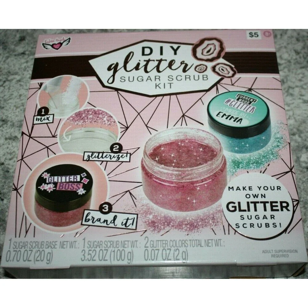 DIY Glitter Sugar Scrub Kit, Strawberry scented, ages 8+